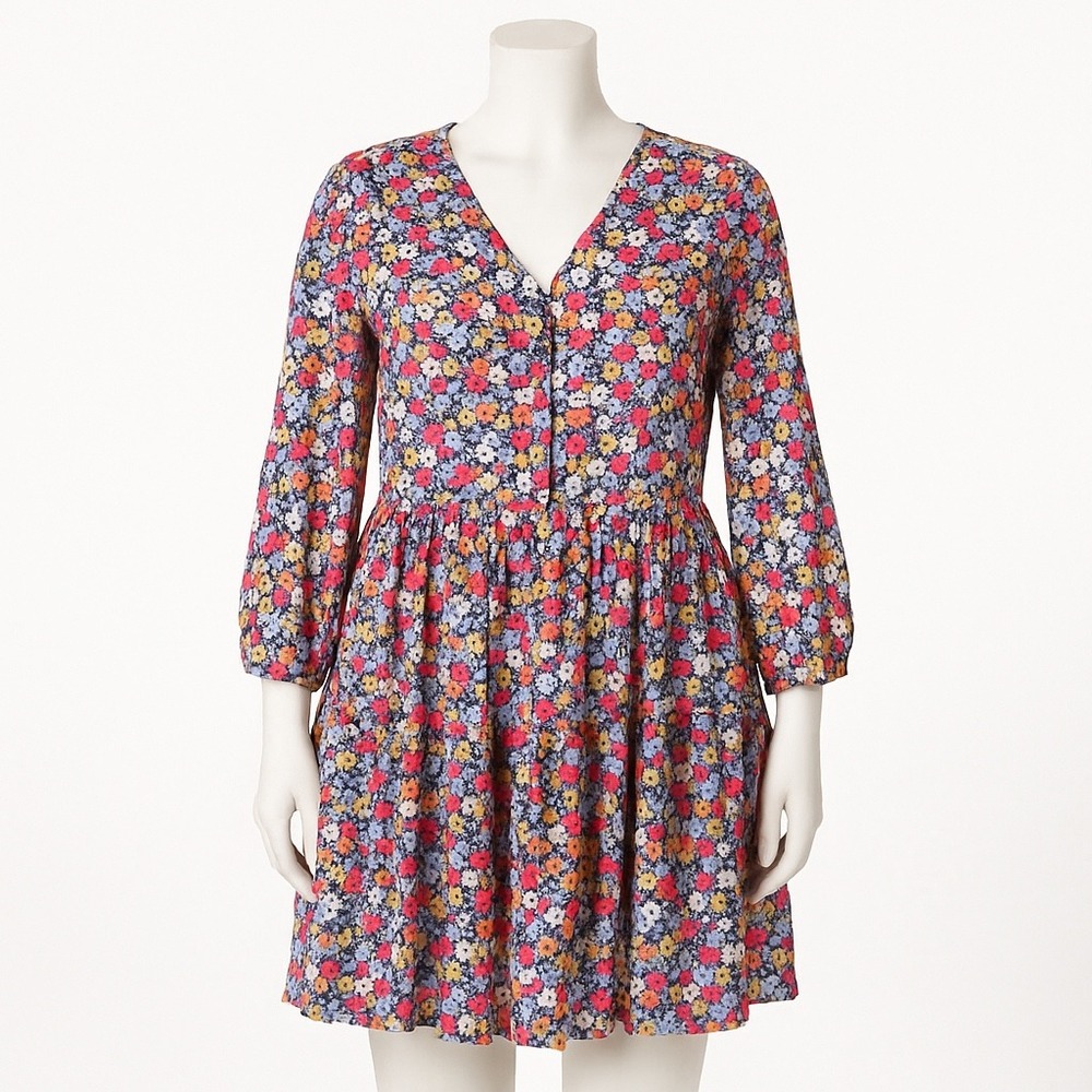 GAP Floral Babydoll‎ Dress Womens XL Multicolor Boho Prairie Cottagecore
